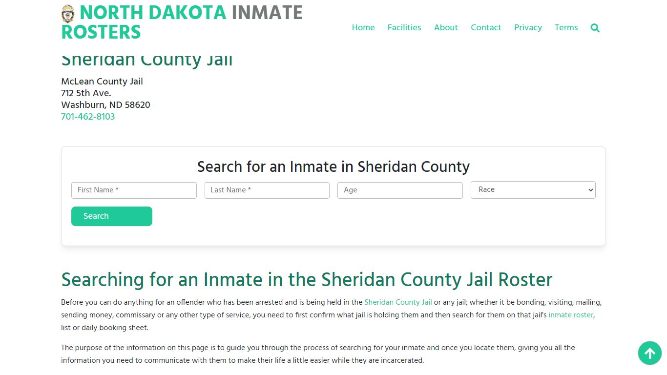 Sheridan County Jail ND: Inmate Search & Roster